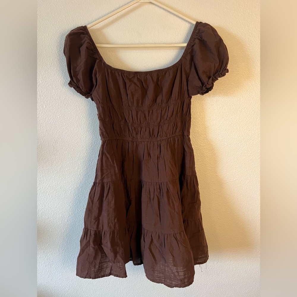 SHEIN Brown Puff Sleeve Mini Dress - Picture 3 of 3
